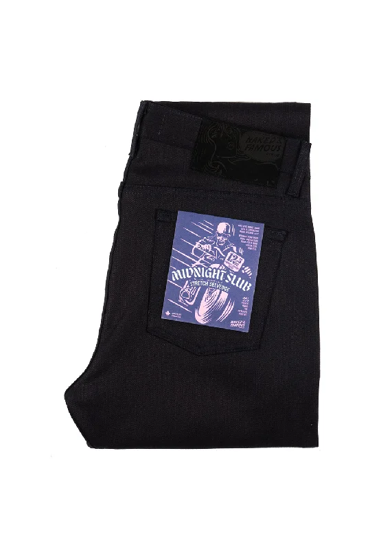 Flare Jeans for Retro Vibe -Super Guy Midnight Slub Stretch Selvedge Jeans