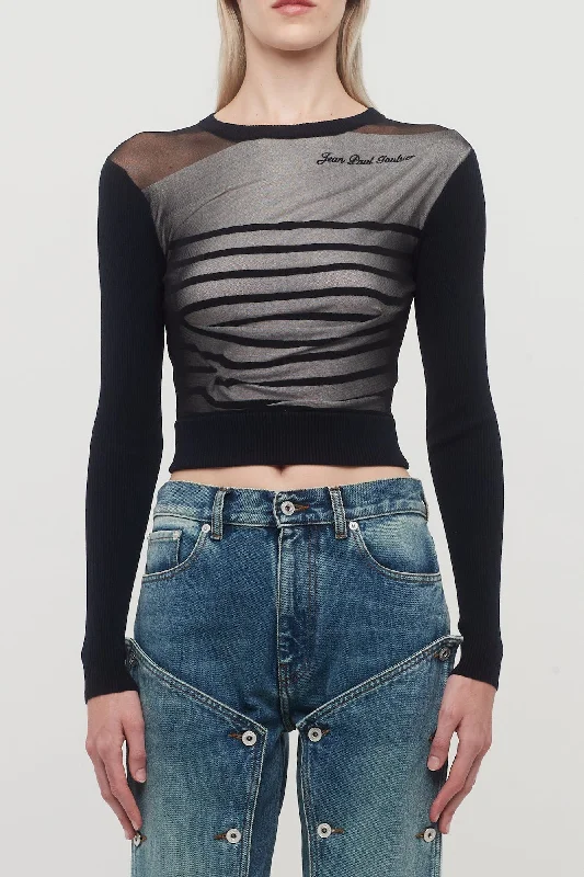 Work Jeans for Tough Jobs -Jean Paul Gaultier Boat Neck Fitted Sweater Contrasted Mariniere