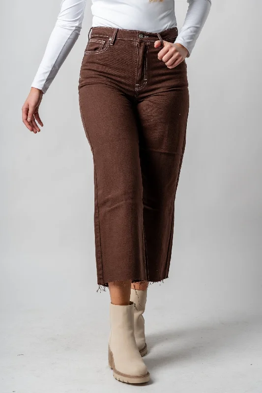 Tapered Jeans for Modern -Hidden Nori high waist wide legs jeans chocolate