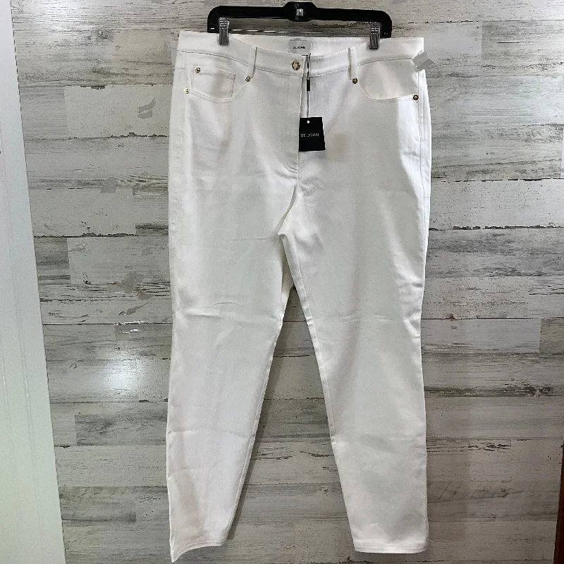 Stretchy skinny pants for figure-hugging appeal -Pants Other By St John Collection In White, Size: 16