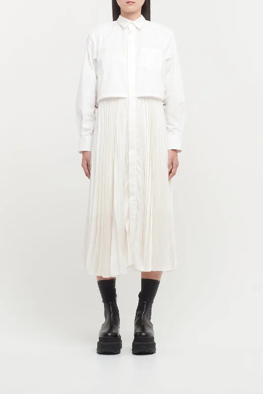 Embroidered Jeans for Detail -Sacai Cotton Poplin x Satin Dress