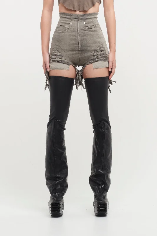 Five Pocket Jeans for Storage -Rick Owens DRKSHDW Dirt Cutoffs in Mineral Fringed