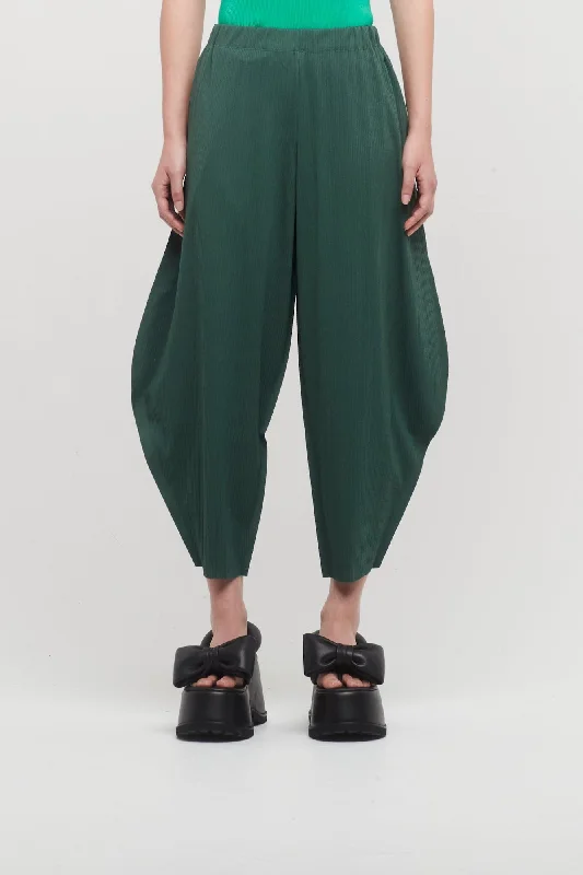 Office Jeans for Professional -Pleats Please Issey Miyake A-POC Bottoms in Green Chili