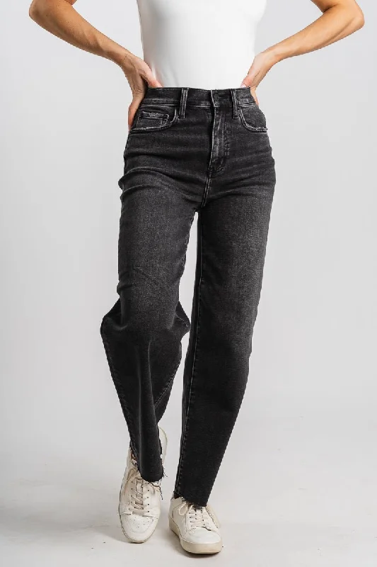 Hiking Jeans for Trail -Daze Pleaser high rise ankle straight jeans twilight