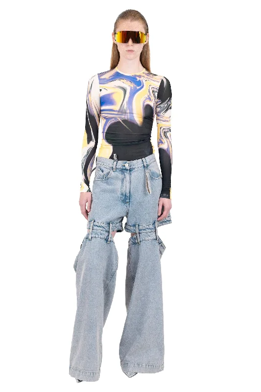 Wide Leg Jeans for Comfort -The Attico T-Shirt in Lavander/Sunflower/Ivory