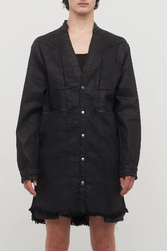 Wide Leg Jeans for Comfort -Rick Owens Jumbo Outershirt in Black Wax