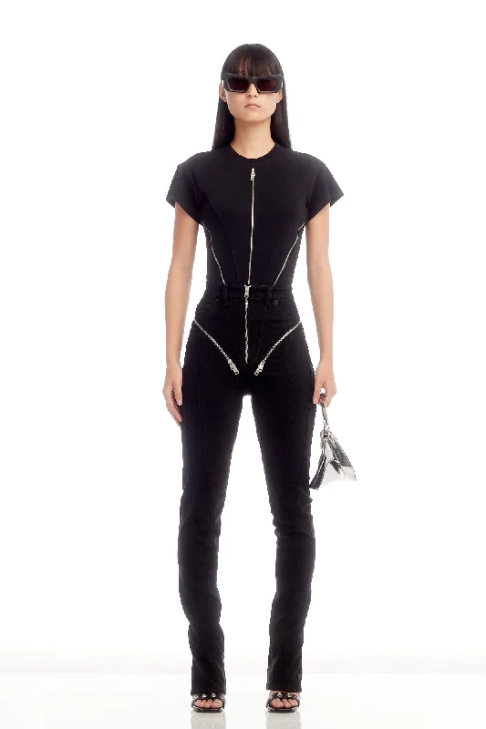 Tapered Jeans for Modern -Mugler Stretch Zip Body