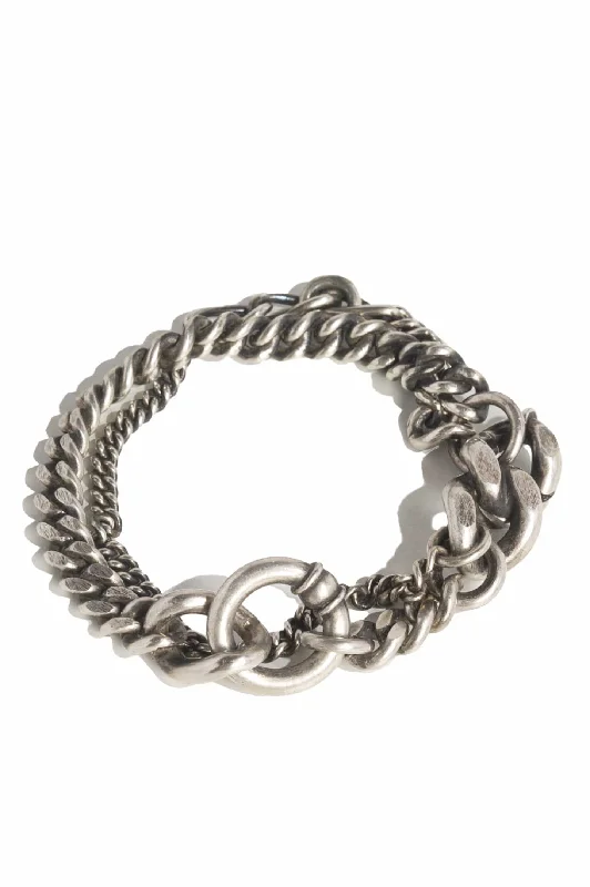 Side Pocket Jeans for Extra -Werkstatt München Silver Two Chains Ring Bracelet