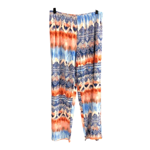 Cozy fleece pants for cold winter nights -Pants Wide Leg By Cmc In Blue & Orange, Size: Xl