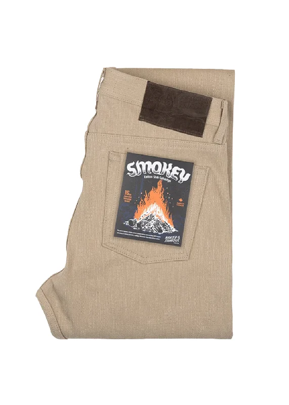 Painted Back Pocket Jeans for Artistic -Weird Guy - Smokey Cotton Slub Selvedge