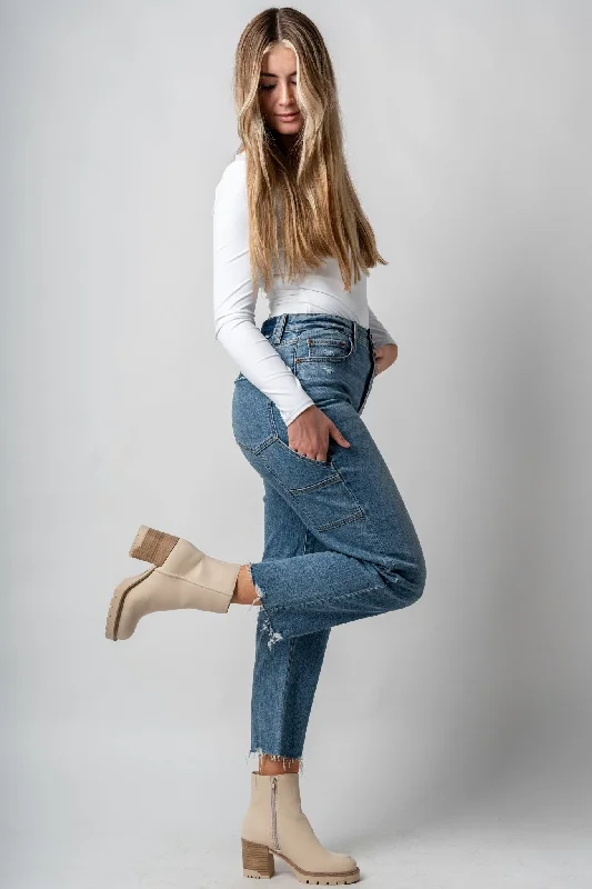 Wedding Jeans for Casual -Daze utility high rise crop jeans shut down