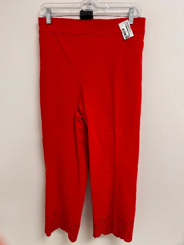 Soft velvet pants for cozy holiday outfits -Pants Cropped By Chicos In Red, Size: 20