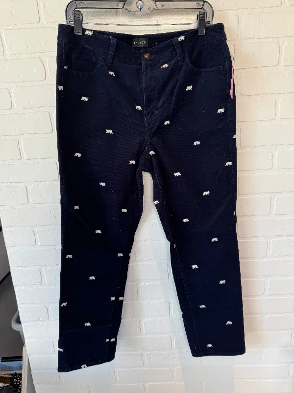 Stylish cropped pants for warm season trends -PANTS CORDUROY TALBOTS in NAVY, Size: 10P