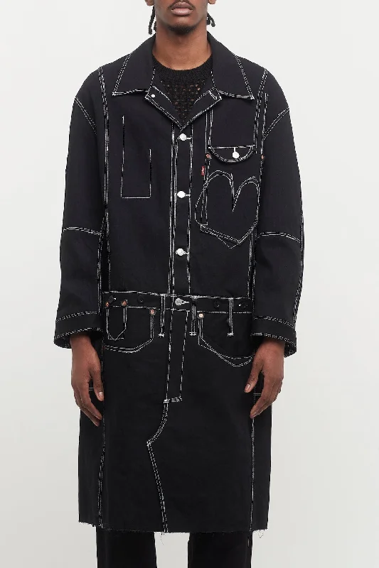 Frayed Hem Jeans for Edgy -Junya Watanabe MAN Deconstructed Jumpsuit Coat