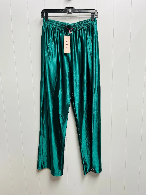 Designer leather pants for high-fashion nightwear -Pants Wide Leg By MICAS -  In Green, Size: M