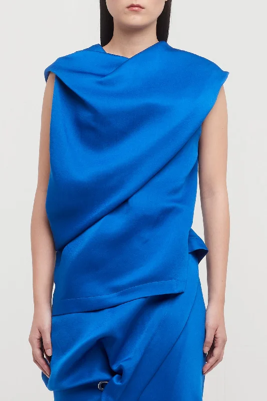 Fringed Jeans for Western -Issey Miyake Enveloping Top in Blue