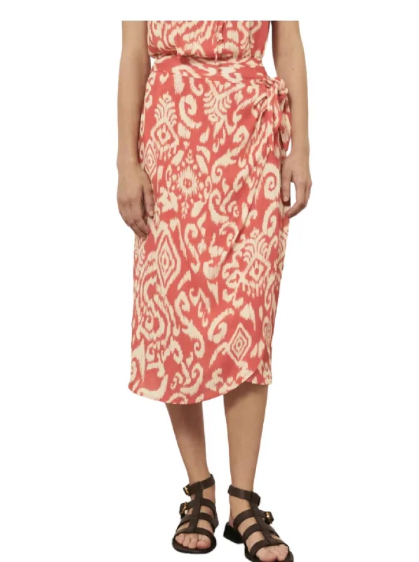 Retro Long Skirts for Throwback -Lomita Wrap Skirt In Orange