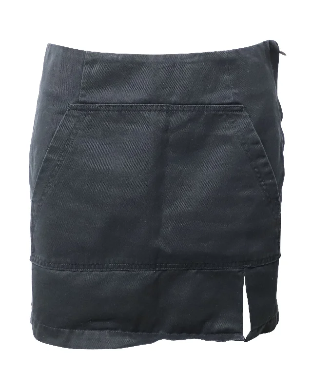 High-waisted Short Skirts for Shape -Marc Jacobs Slit Mini Skirt in Black Cotton Denim