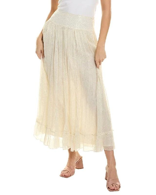 Flared Short Skirts for Flirty -RAGA Zella Lurex Maxi Skirt