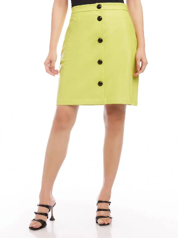 White Short Skirts for Pure -Vegan Leather A-Line Skirt In Lime