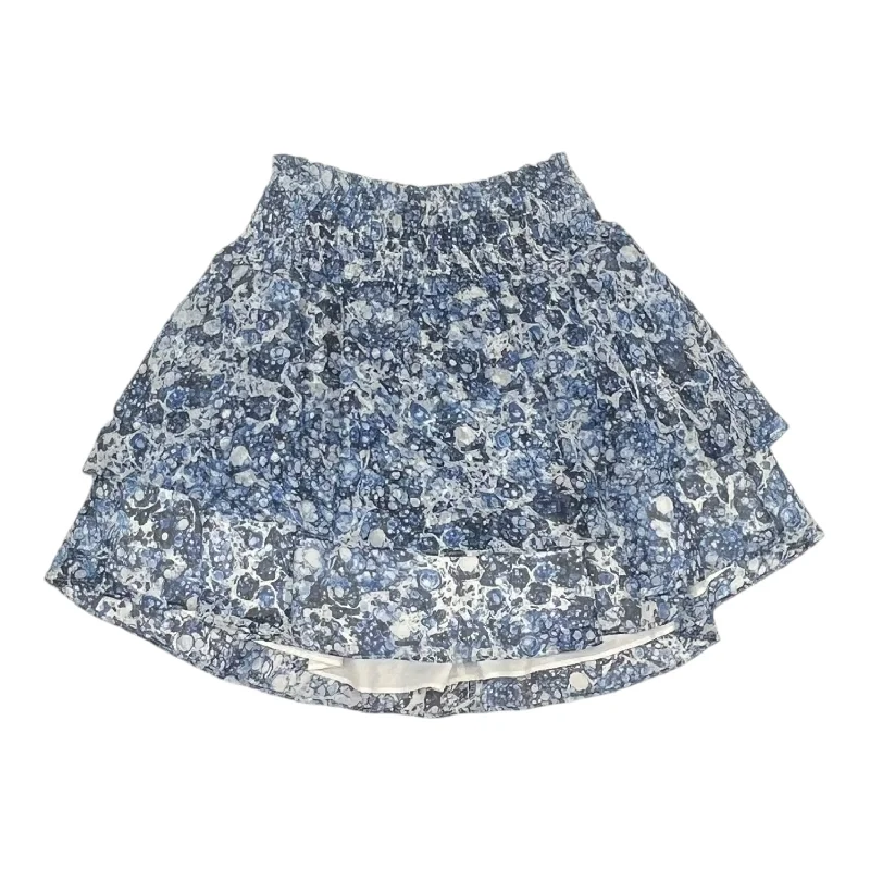 Luxury satin skirts for evening event elegance -Skirt Mini & Short By Express In Blue & White, Size:S