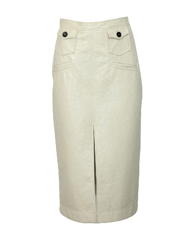 A-line Short Skirts for Flattering -Alexa Chung Midi Pencil Skirt in White Cream PVC