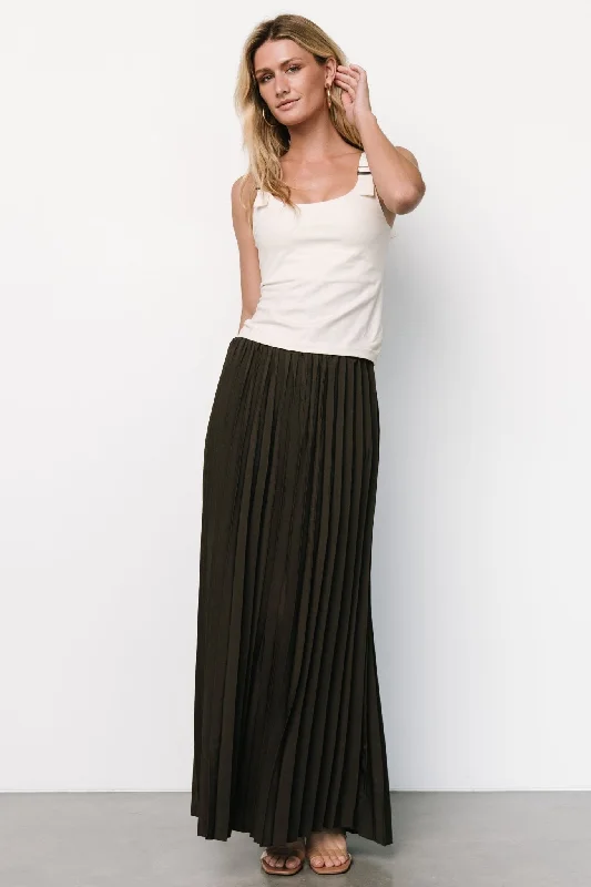 Casual cotton skirts for laid-back days -Vinny Pleated Maxi Skirt | Charcoal