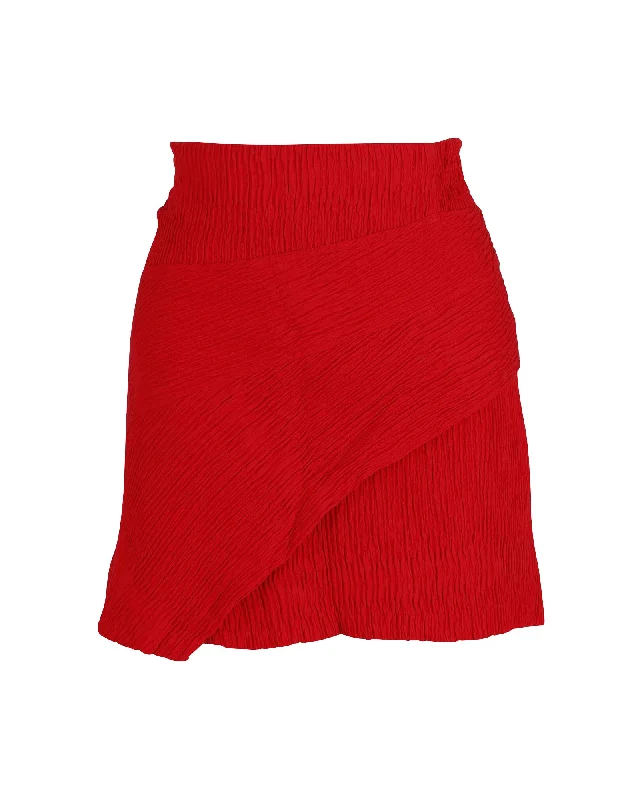 Long Skirts for Garden Parties -Maje Textured Mini Skirt in Red Viscose