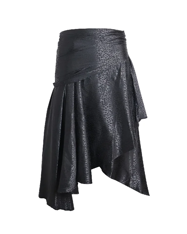 Long Skirts for Evening Galas -Dodo Bar Or Draped Midi Skirt in Black Polyester