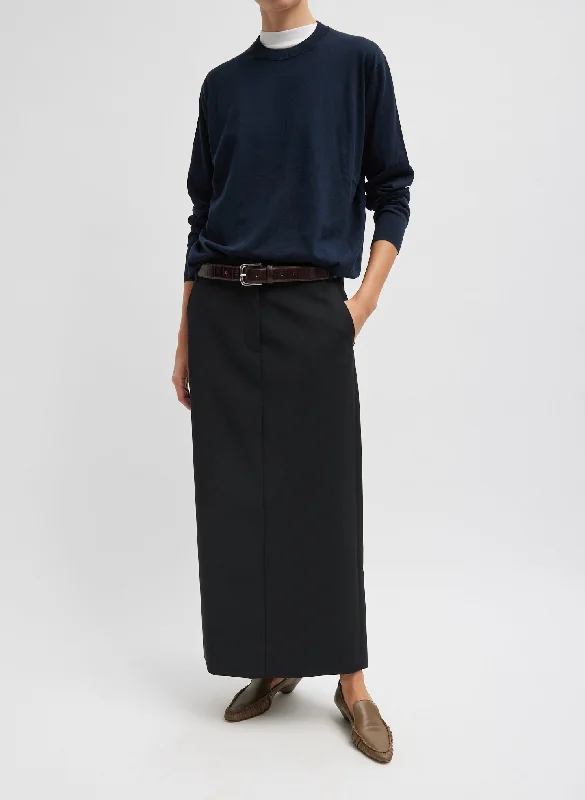 Affordable skirts with trendy slit details -Tropical Wool Maxi Trouser Skirt