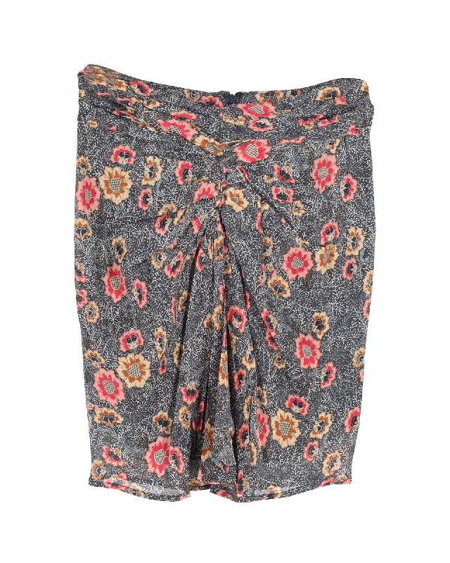 Satin Long Skirts for Shiny -Isabel Marant Etoile Mini Skirt in Floral Print Viscose