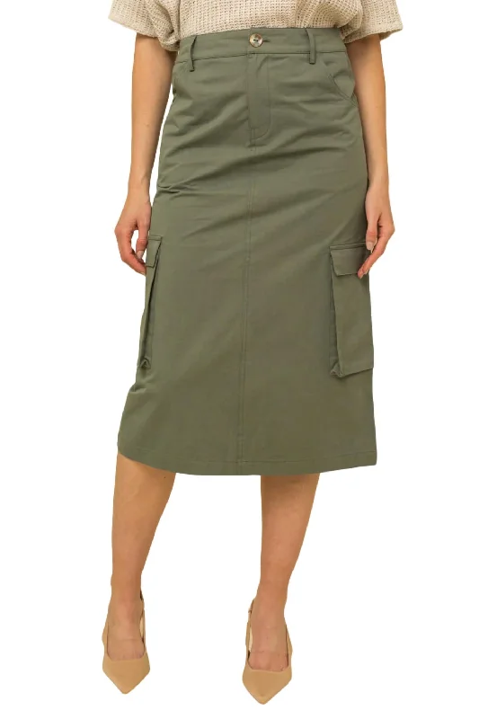 Ethnic Long Skirts with Tribal Design -Callen Skirt In Olive