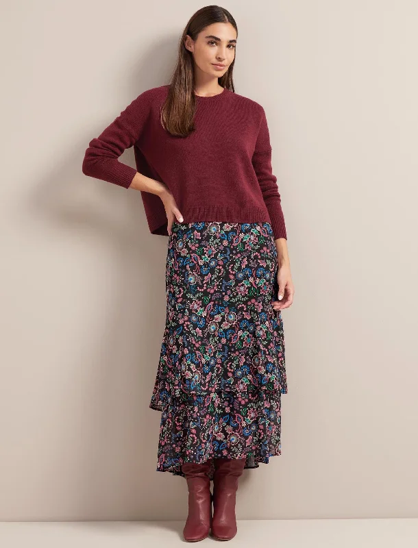 Durable denim skirts for rugged daily wear -Lotta Maxi Skirt - Navy Multi Large Floral Print