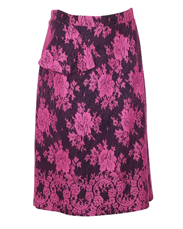 White Long Skirts for Pure -Erdem Shawna Floral Lace Skirt in Pink Viscose