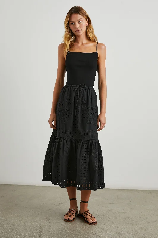 Luxury skirts with shimmering sequin details -PRINA SKIRT - BLACK