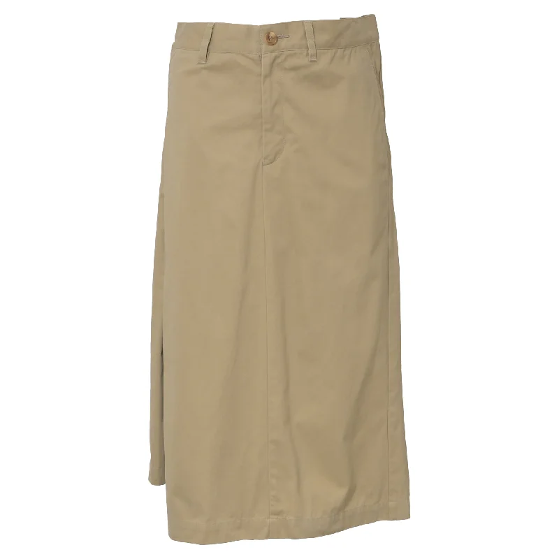 Polyester Long Skirts for Durable -Junya Watanabe x Comme Des Garçons Midi Pleated Asymmetrical Skirt in Brown Cotton