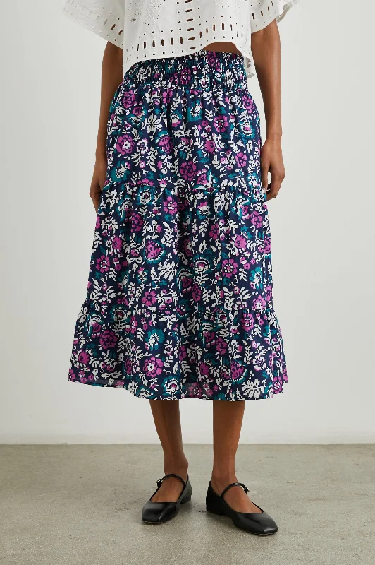 Designer pencil skirts for sharp professional looks -EDINA SKIRT - WOODBLOCK FLORAL