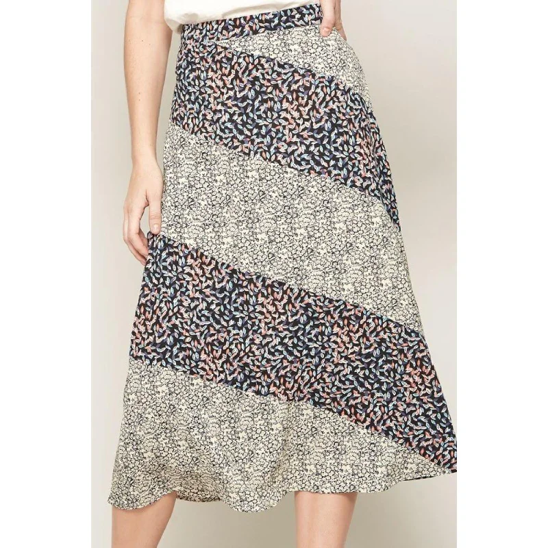 Celtic Long Skirts with Knotwork -A Floral-print Woven Midi Skirt