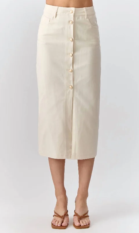 Silk Short Skirts for Luxurious -Celine Twill Midi Skirt In Natural