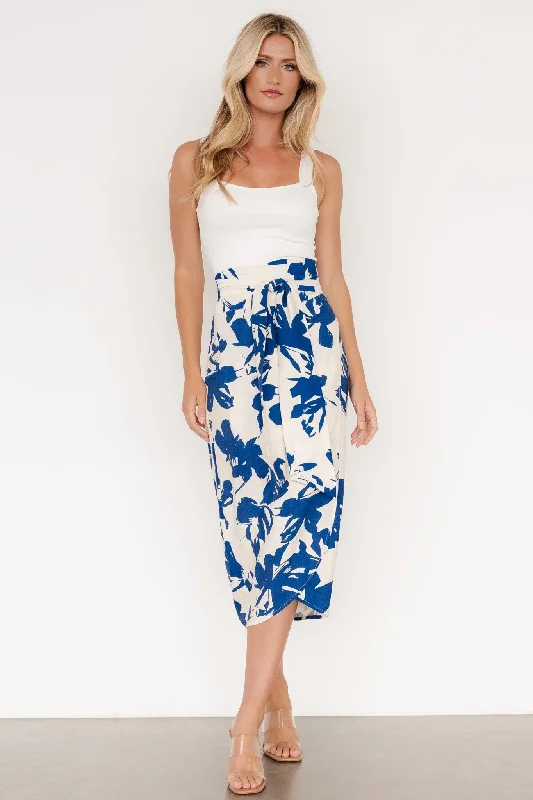 Designer mini skirts for high-end appeal -Vista Wrap Midi Skirt | Blue Print