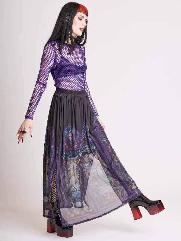 Wrap skirts with tie-front detail charm -Stained Glass Maxi Skirt