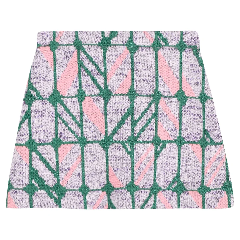 Khaki Long Skirts for Casual -Miu Miu Printed Knitted Mini Skirt in Purple Cotton