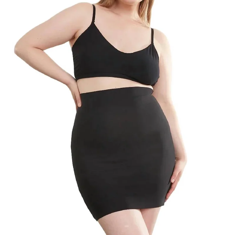 Straight Short Skirts for Simple -Two-Faced Tech Half Slip Skirt In Black