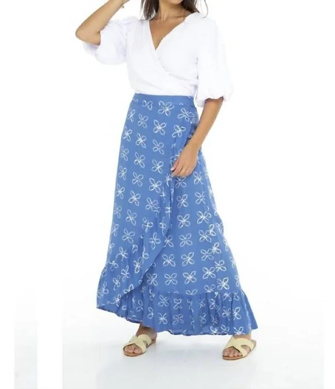 Mini Short Skirts for Youthful -Shibori Long Wrap Skirt In Blue