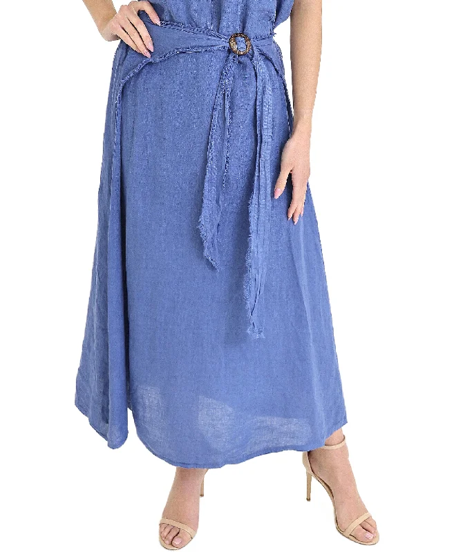 A-line mini skirts for fun flirty looks -Linen Midi Skirt