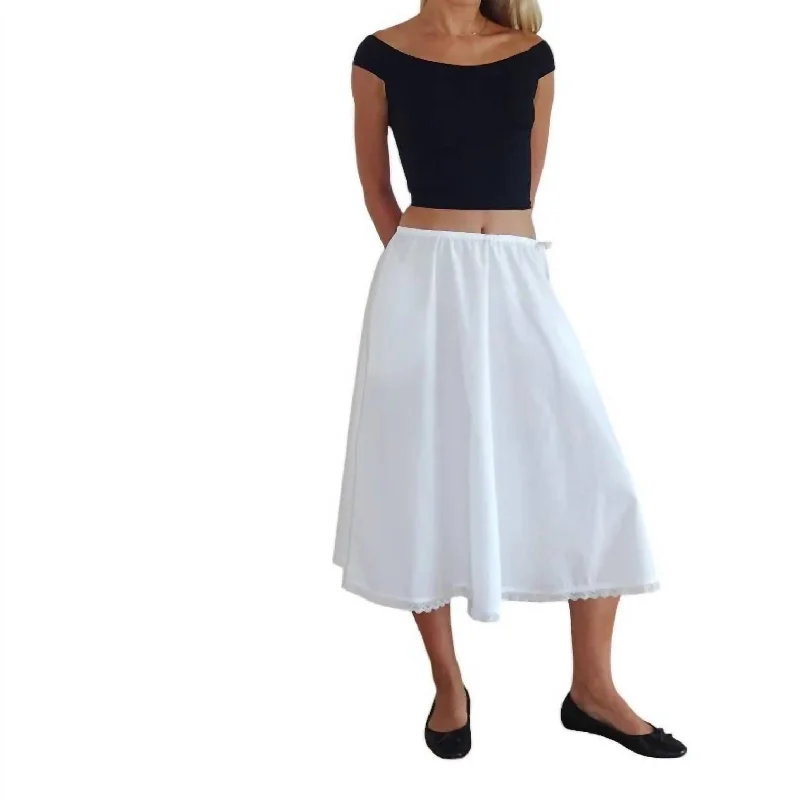 Straight Long Skirts for Classic -Taka Midi Skirt In Poplin White