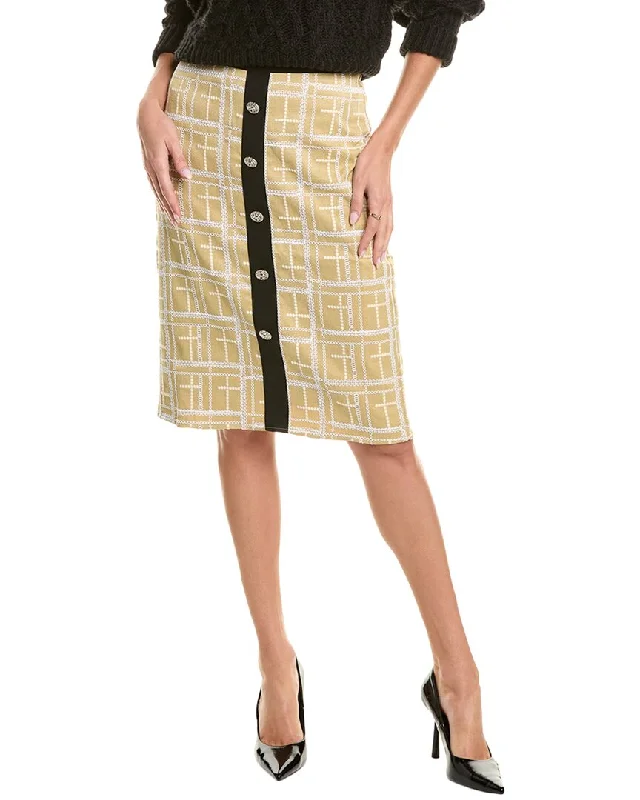 Long Skirts for Business Meeting -Gracia Tweed Check Pencil Skirt