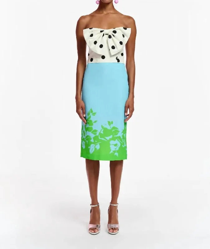 Midi Long Skirts for Versatility -Fairydust Placed Print Skirt In Combo3 Green Lizard