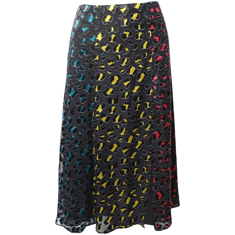 Low-waisted Short Skirts for Relaxed -Alice + Olivia Janessa Rainbow Leopard Print Midi Skirt in Multicolor Viscose