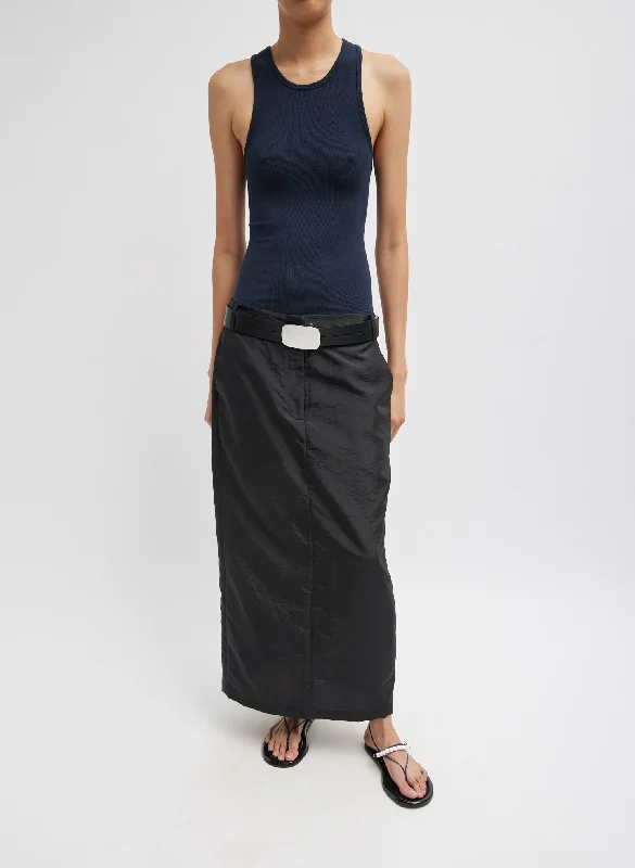 Pleated skirts for sophisticated evening wear -Crispy Nylon Maxi Skirt